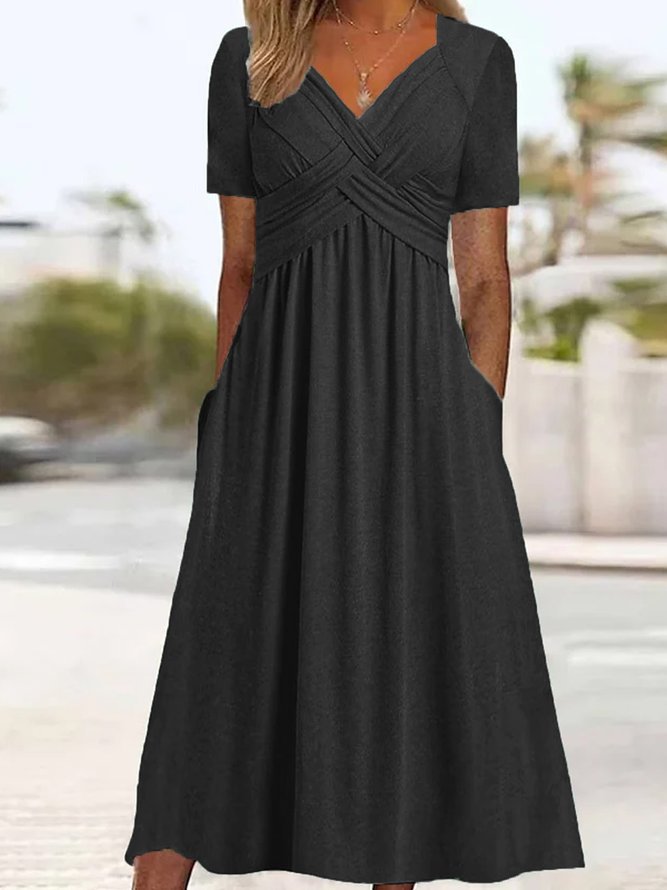 👍👍【50% OFF】💐👗【S-3XL】2026 jarné a letné nové jednofarebné módne jednoduché ležérne šaty